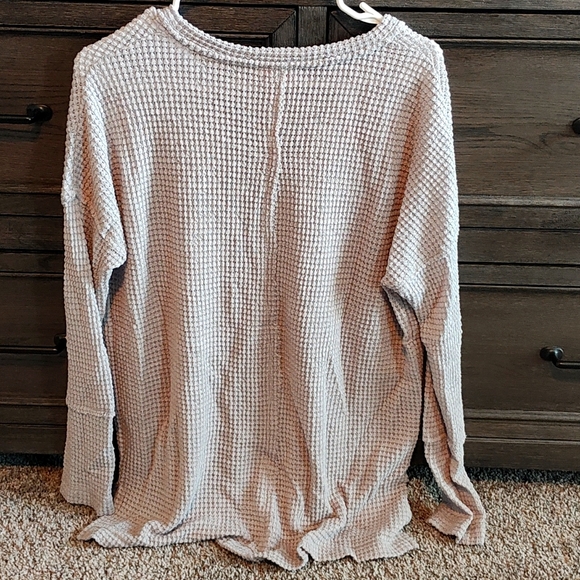 Pink Lily Heather Gray Waffle Knit Pullover Sweater Size Small - Picture 3 of 9